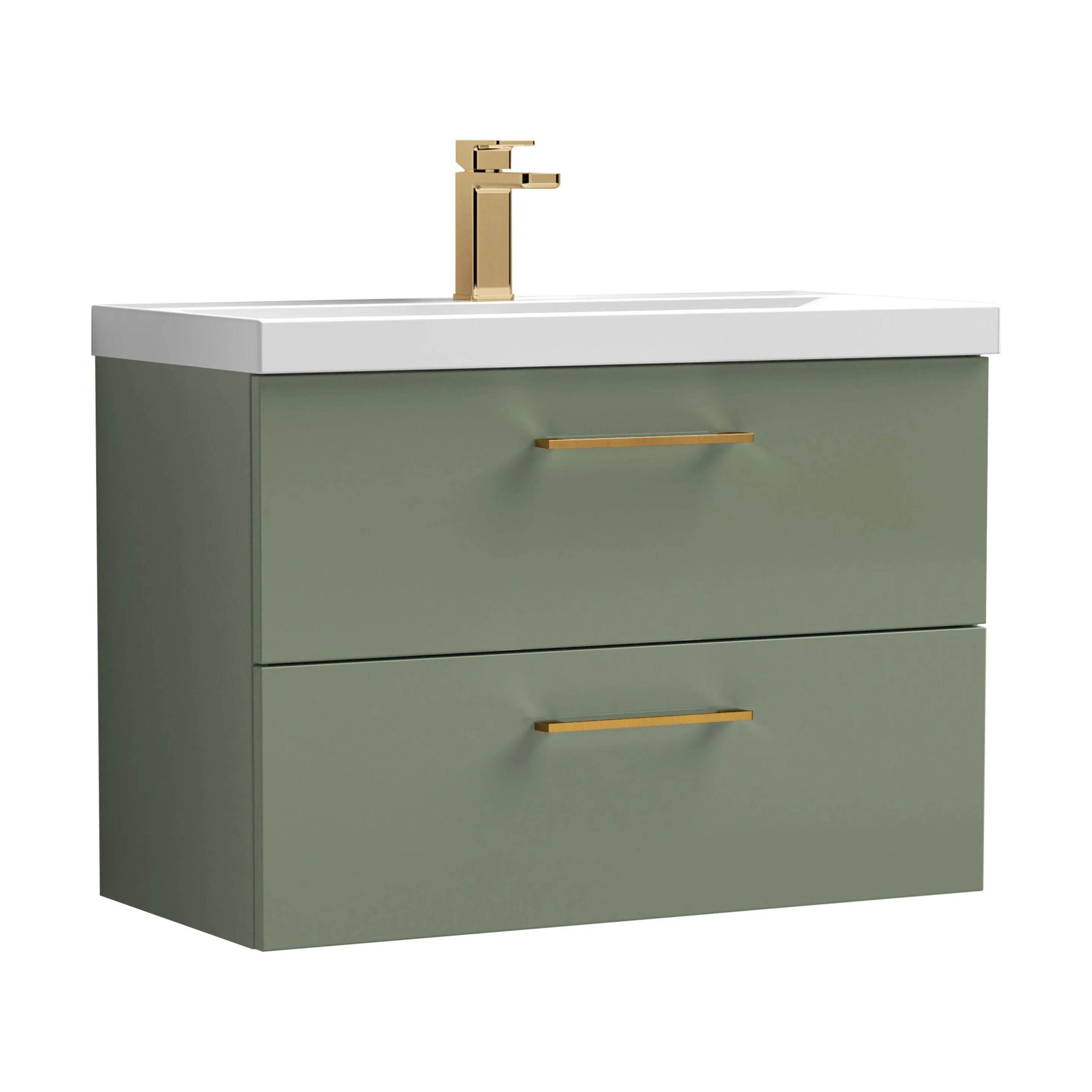 Bramshall Wall Hung 2 Drawer Vanity Unit with Mid-Edge Ceramic Basin - Choice of Colour, Handle Finish and Size - Image 168