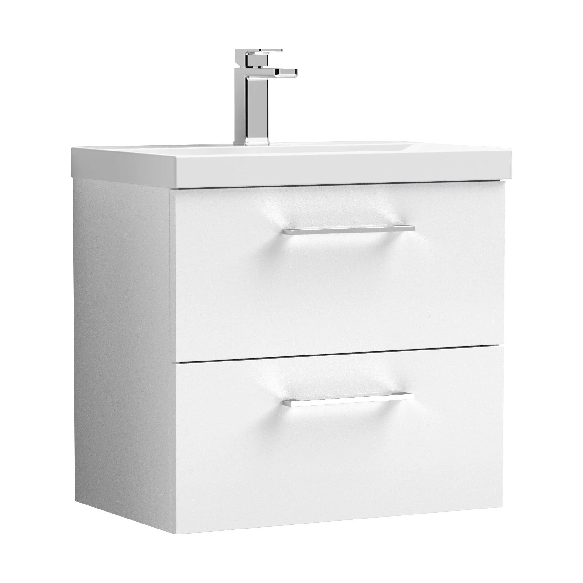 Bramshall Wall Hung 2 Drawer Vanity Unit with Mid-Edge Ceramic Basin - Choice of Colour, Handle Finish and Size - Image 87