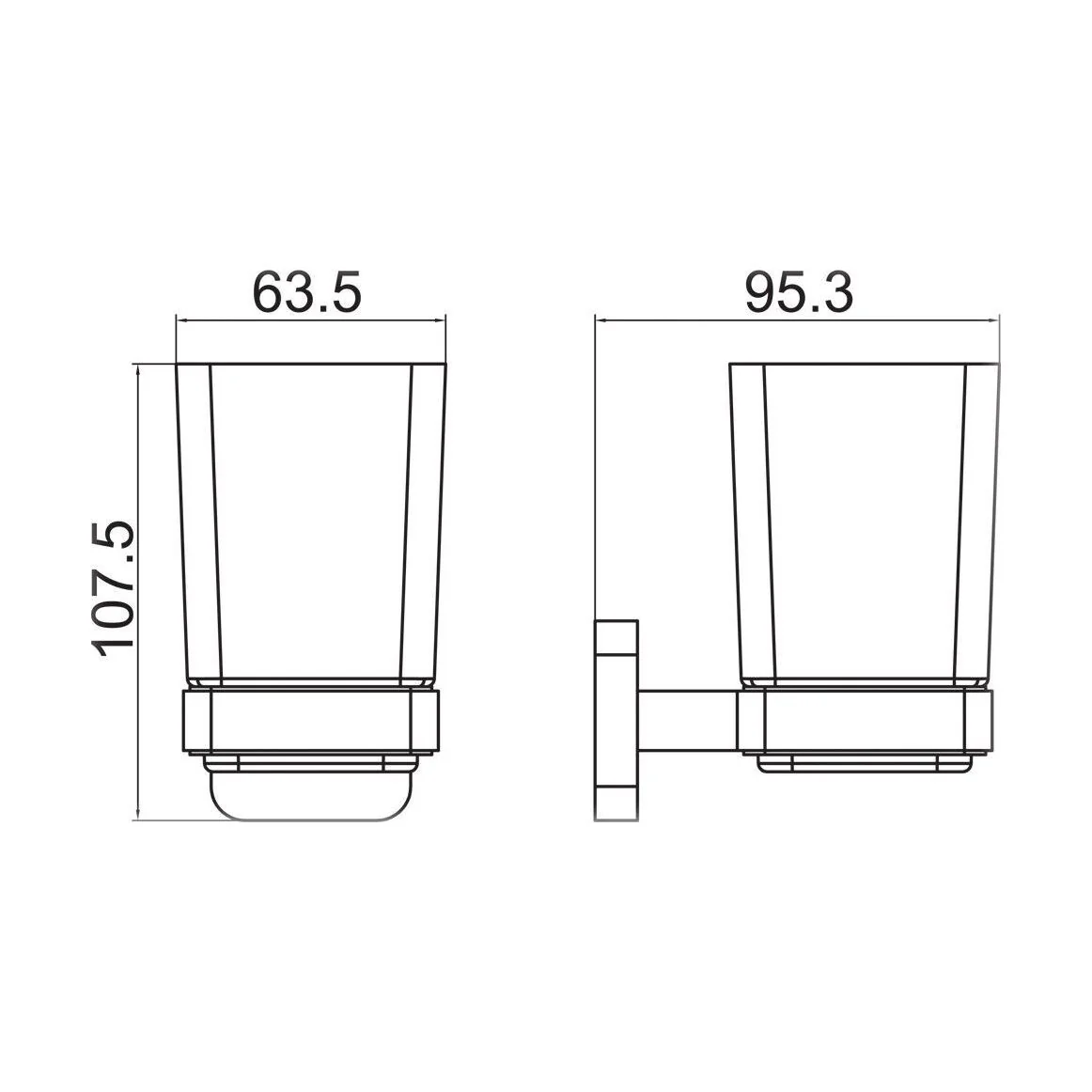 Wall Mounted Square Bathroom Glass Toothbrush Holder Tumbler - Choice of Finish - Image 5