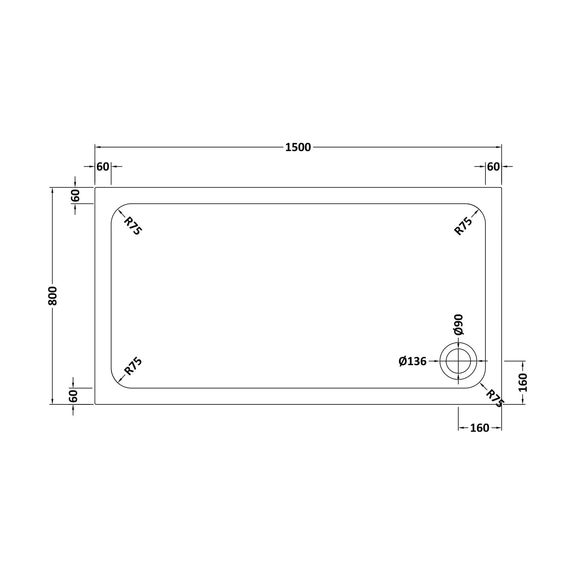 White Rectangular Stone Slip Resistant Shower Tray - Available in Multiple Sizes - Image 50
