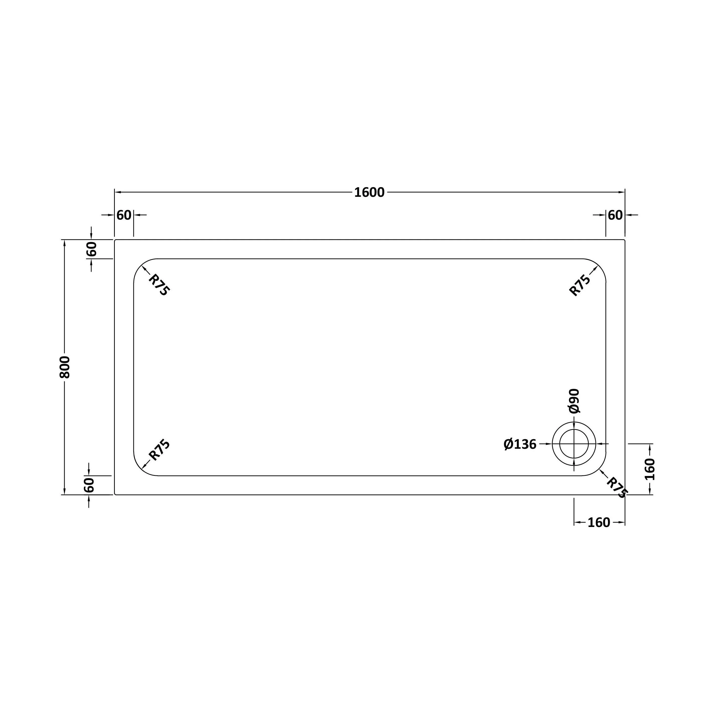White Rectangular Stone Slip Resistant Shower Tray - Available in Multiple Sizes - Image 54