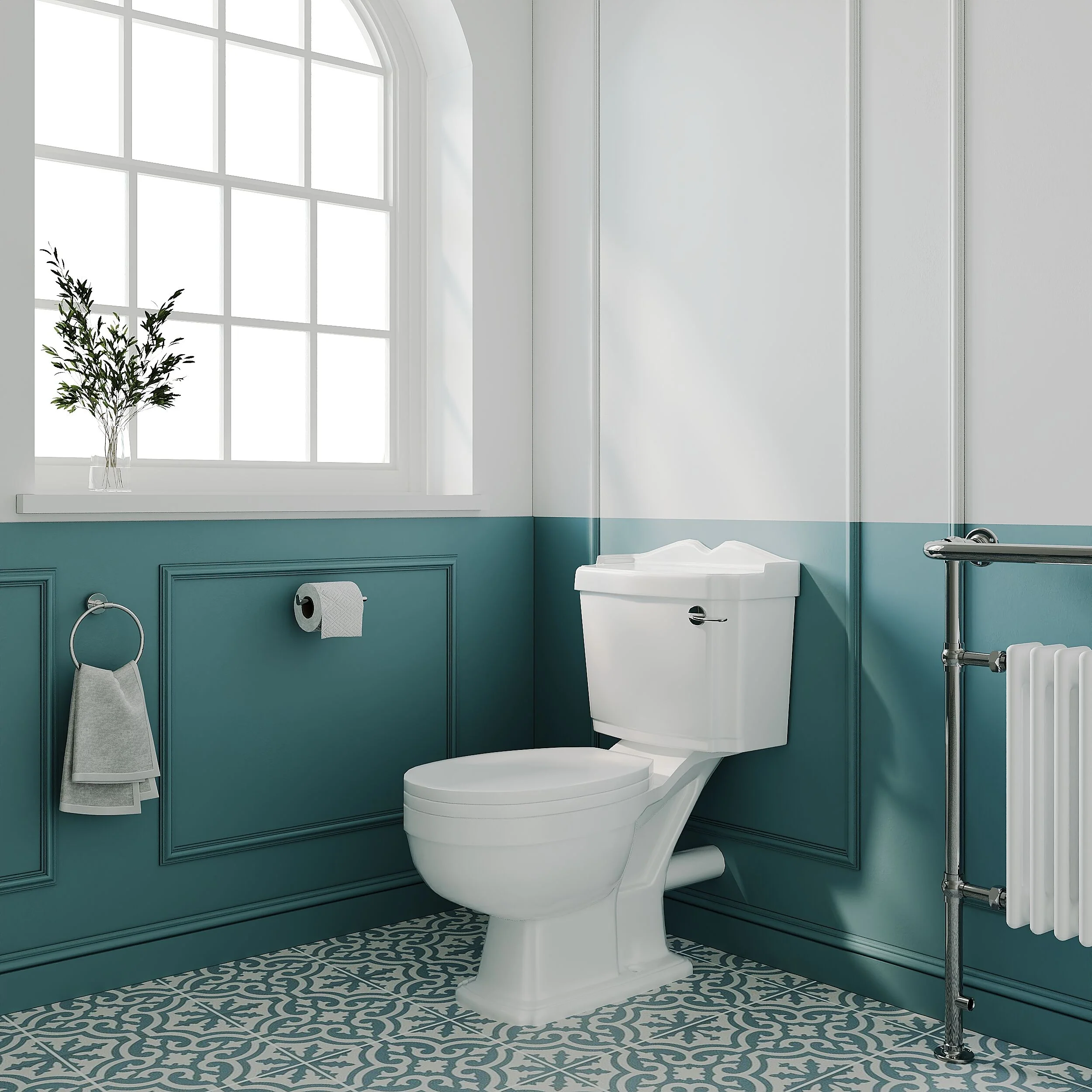 Whitgreave Traditional Close Coupled Toilet and Seat - 885 x 715 x 715mm - Image 4