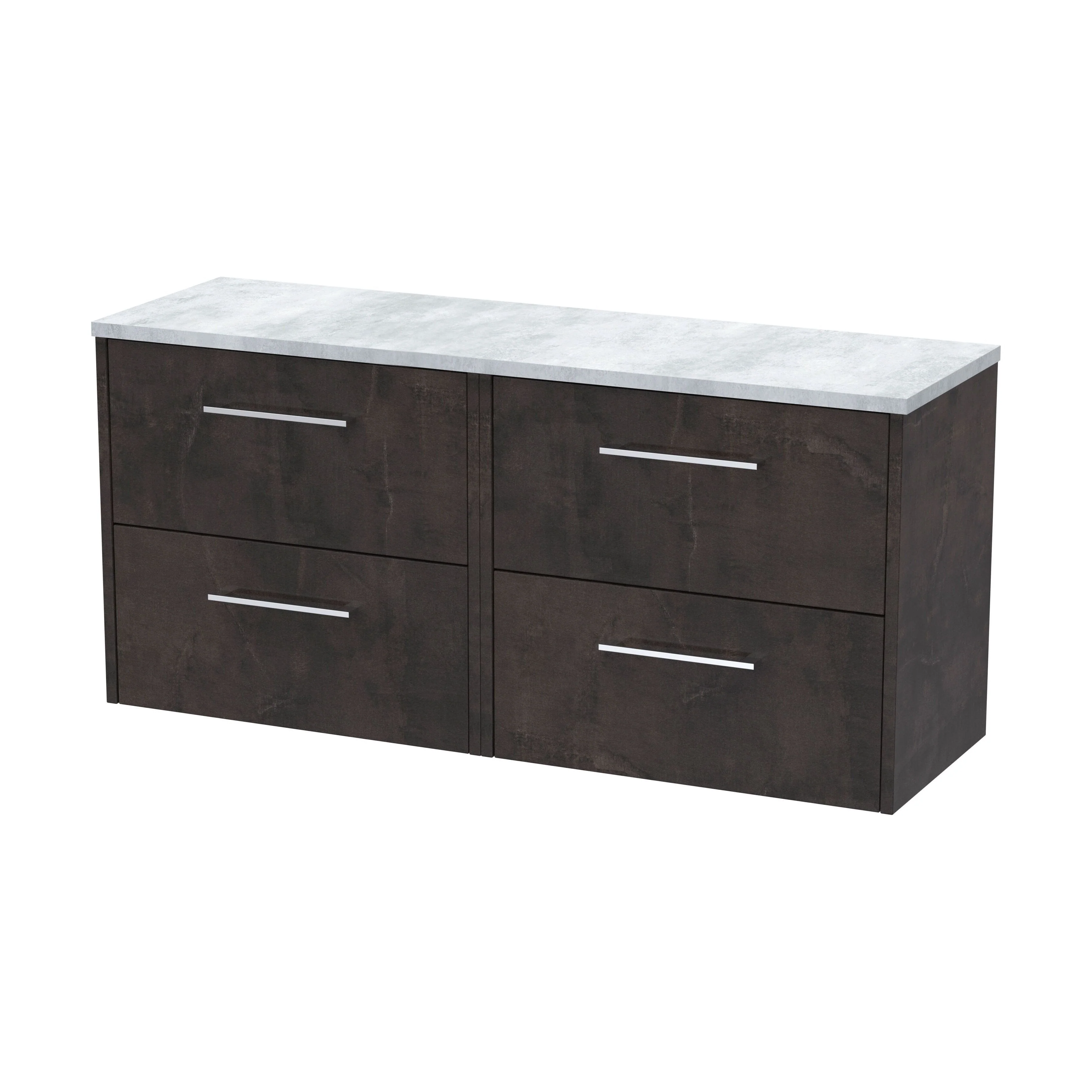 Winshill Contemporary 4 Drawer Wall Hung Vanity Unit with Laminate Worktop, Metallic Slate, 1200mm